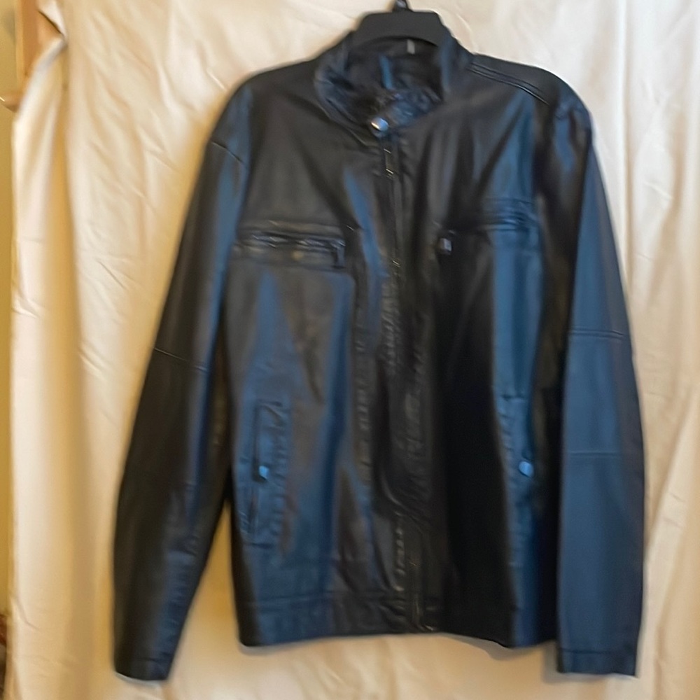 Kenneth Cole Men’s Faux Leather Jacket - Large